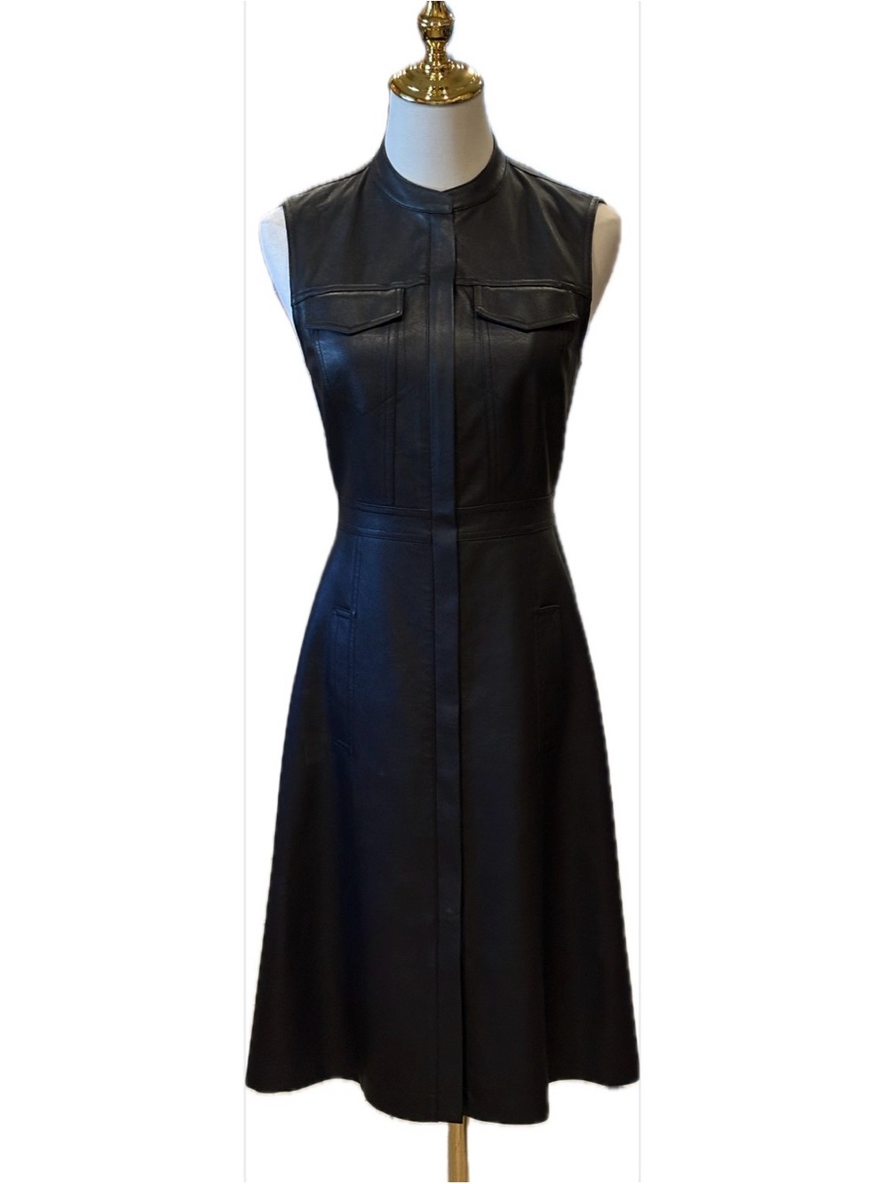 BCBGMaxAzria NWOT Polyurethane Sleeveless Full Zip Front A Line Dress XS
